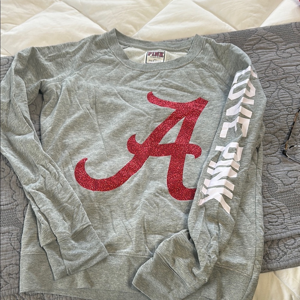 Victoria's Secret PINK Gray Sweatshirt with Red Logo